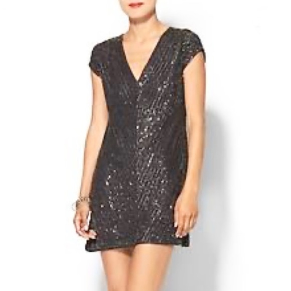 NWT Karina Grimaldi Beaded Metallic Grey and Silver Mini Evening Dress - Picture 2 of 7